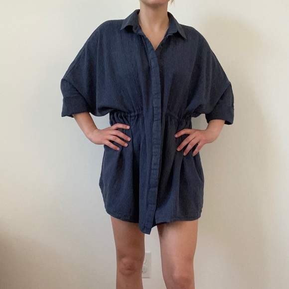 Urban Outfitters Tops - Boho Navy Blue Button Down Shirt